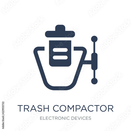 trash compactor icon. Trendy flat vector trash compactor icon on