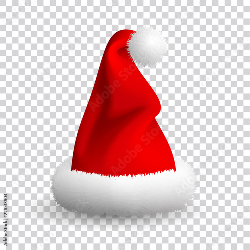 Santa Claus hat isolated on white background. Vector Realistic Illustration .