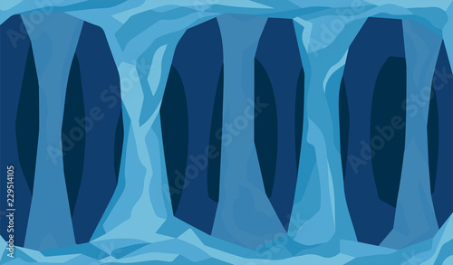Vector Illustration Landscape of deep blue cave