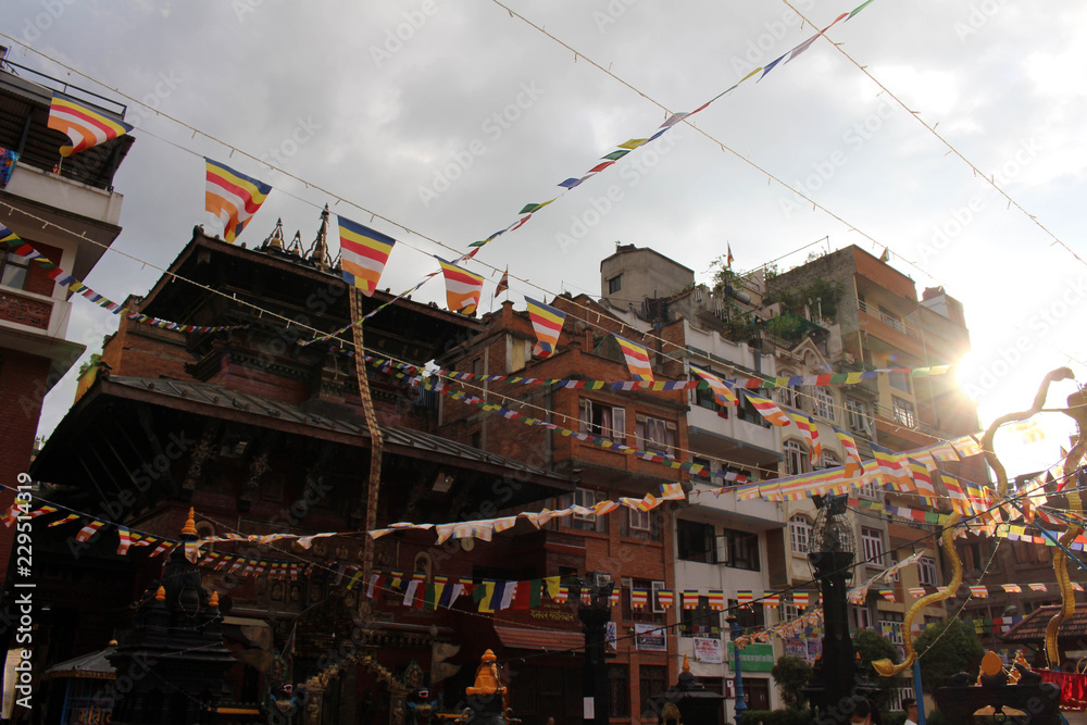 Enjoying a quite moment at one stupa close to the bustling Patan Durbar Square