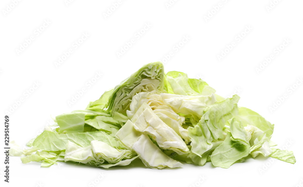 Green cabbage slices isolated on white background Green cabbage slices isolated on white background