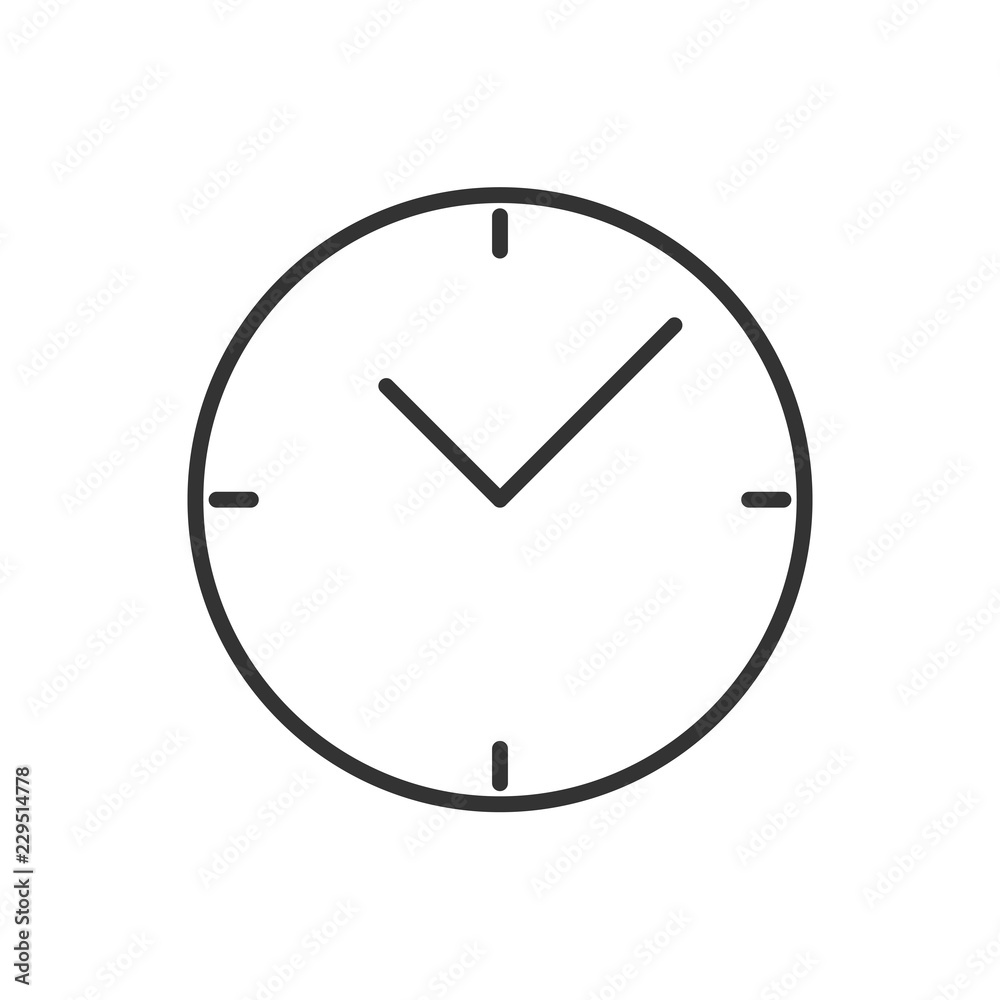 Clock line icon on a white background Clock line icon on a white background