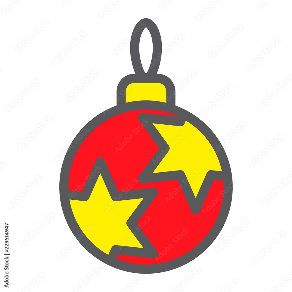 Christmas tree ball filled outline icon, xmas and decoration, bauble sign, vector graphics, a colorful linear pattern on a white background, eps 10. Christmas tree ball filled outline icon, xmas and decoration, bauble sign, vector graphics, a colorful linear pattern on a white background, eps 10.
