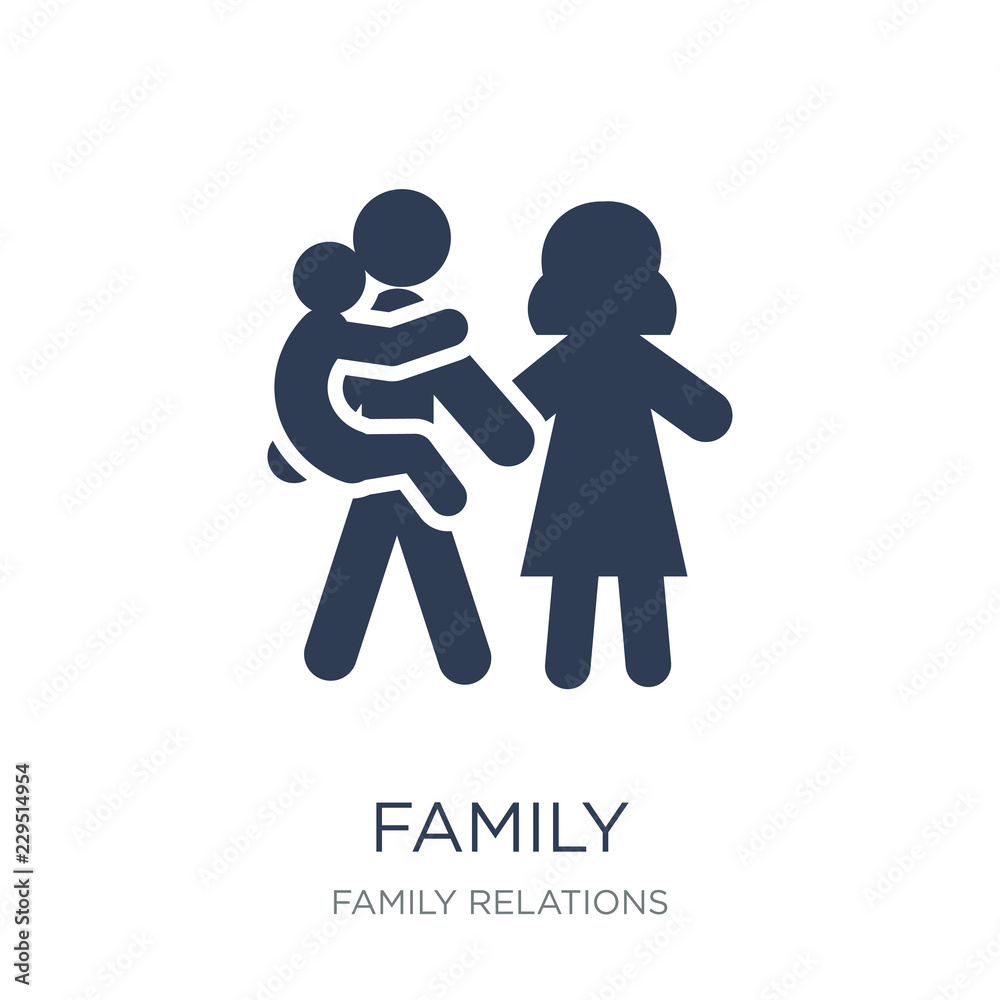 family icon. Trendy flat vector family icon on white background from family relations collection family icon. Trendy flat vector family icon on white background from family relations collection