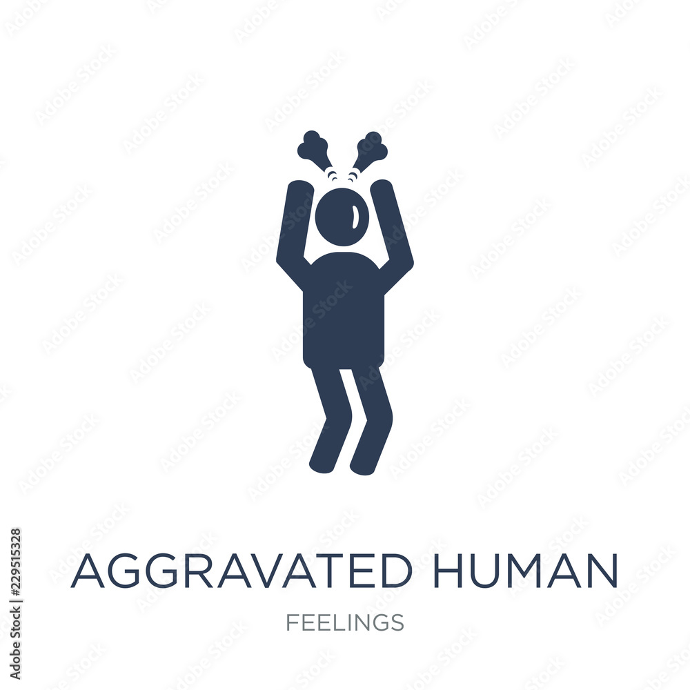 aggravated human icon. Trendy flat vector aggravated human icon on white background from Feelings collection
