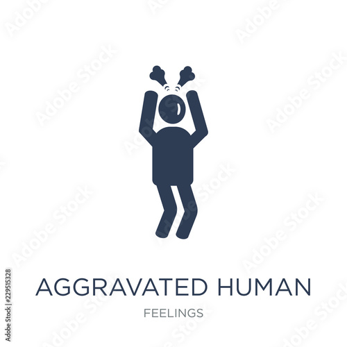 aggravated human icon. Trendy flat vector aggravated human icon on white background from Feelings collection