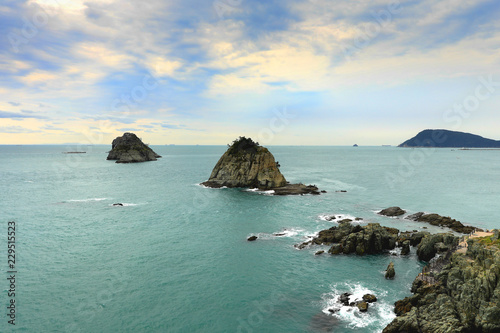 Oryukdo islands in Busan, South Korea.