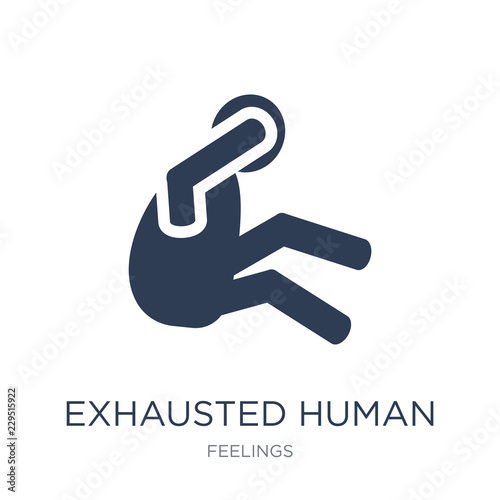 exhausted human icon. Trendy flat vector exhausted human icon on white background from Feelings collection