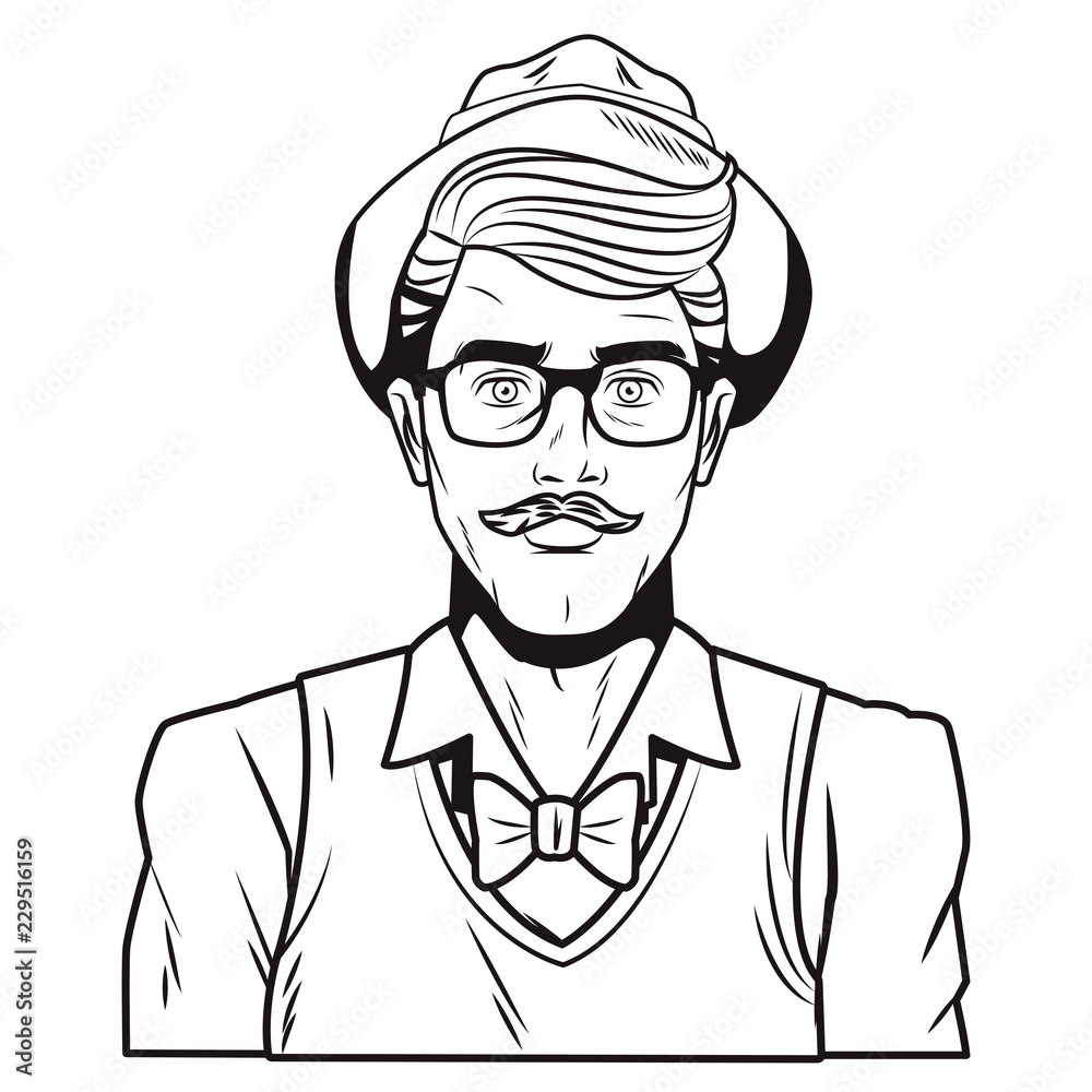 Hipster man pop art cartoon