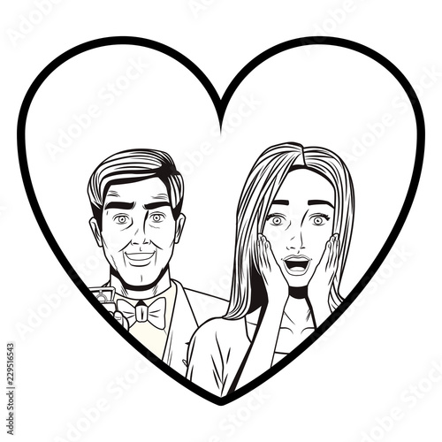 Pop art couple cartoon