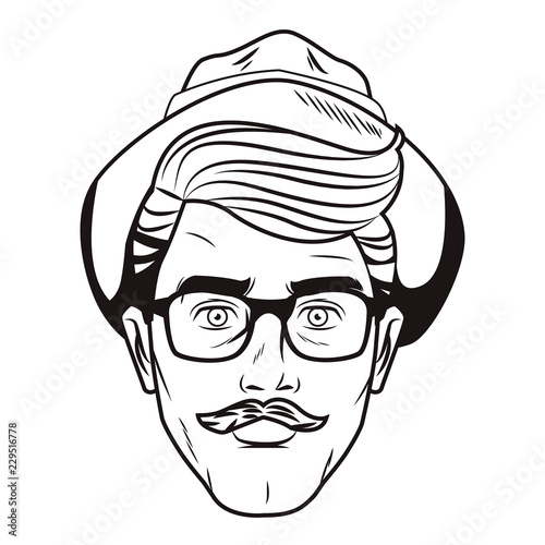 Pop art hispter face