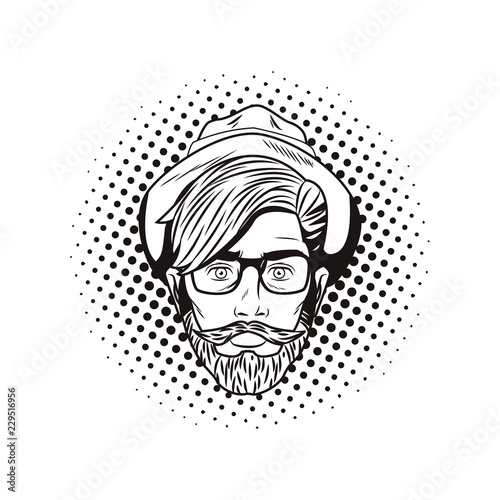 Pop art hispter face