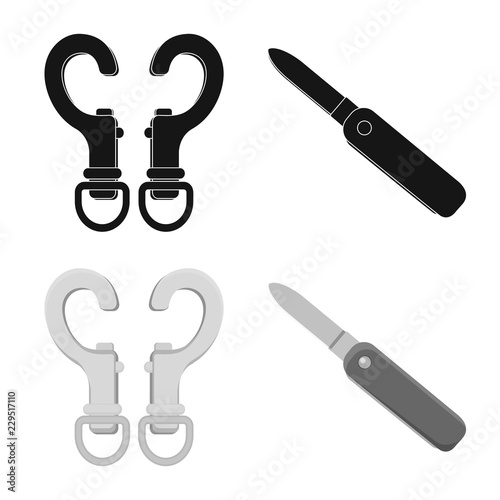 Isolated object of mountaineering and peak icon. Set of mountaineering and camp stock vector illustration.