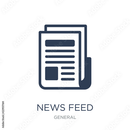 news feed icon. Trendy flat vector news feed icon on white background from General collection