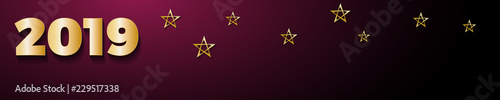 2019 Happy New Year header background, golden stars