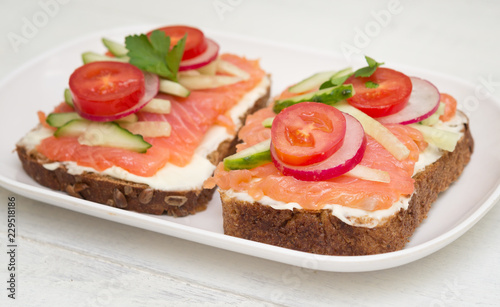 Two open sandwiches