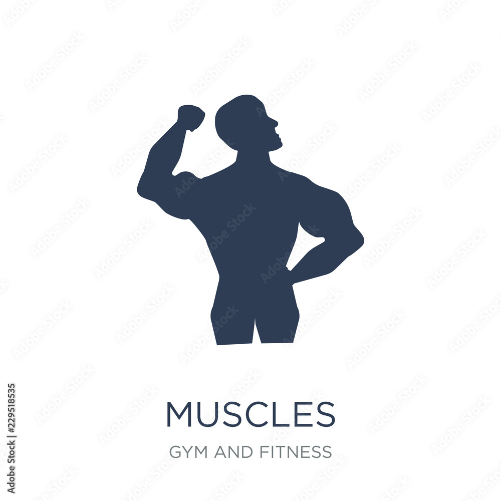 Muscles icon. Trendy flat vector Muscles icon on white background from Gym and fitness collection