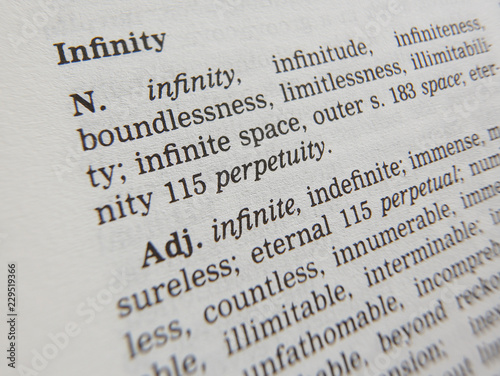 THESAURUS PAGE SHOWING DEFINITION OF WORD INFINITY photo