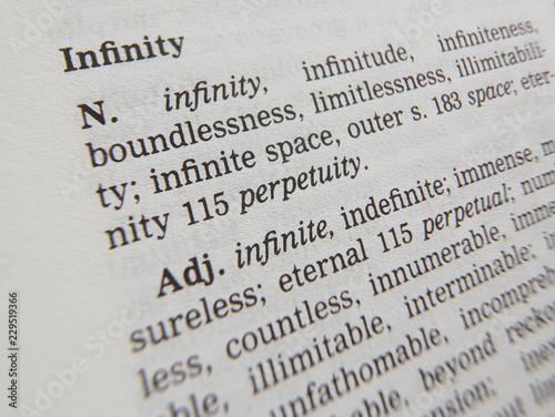 THESAURUS PAGE SHOWING DEFINITION OF WORD INFINITY