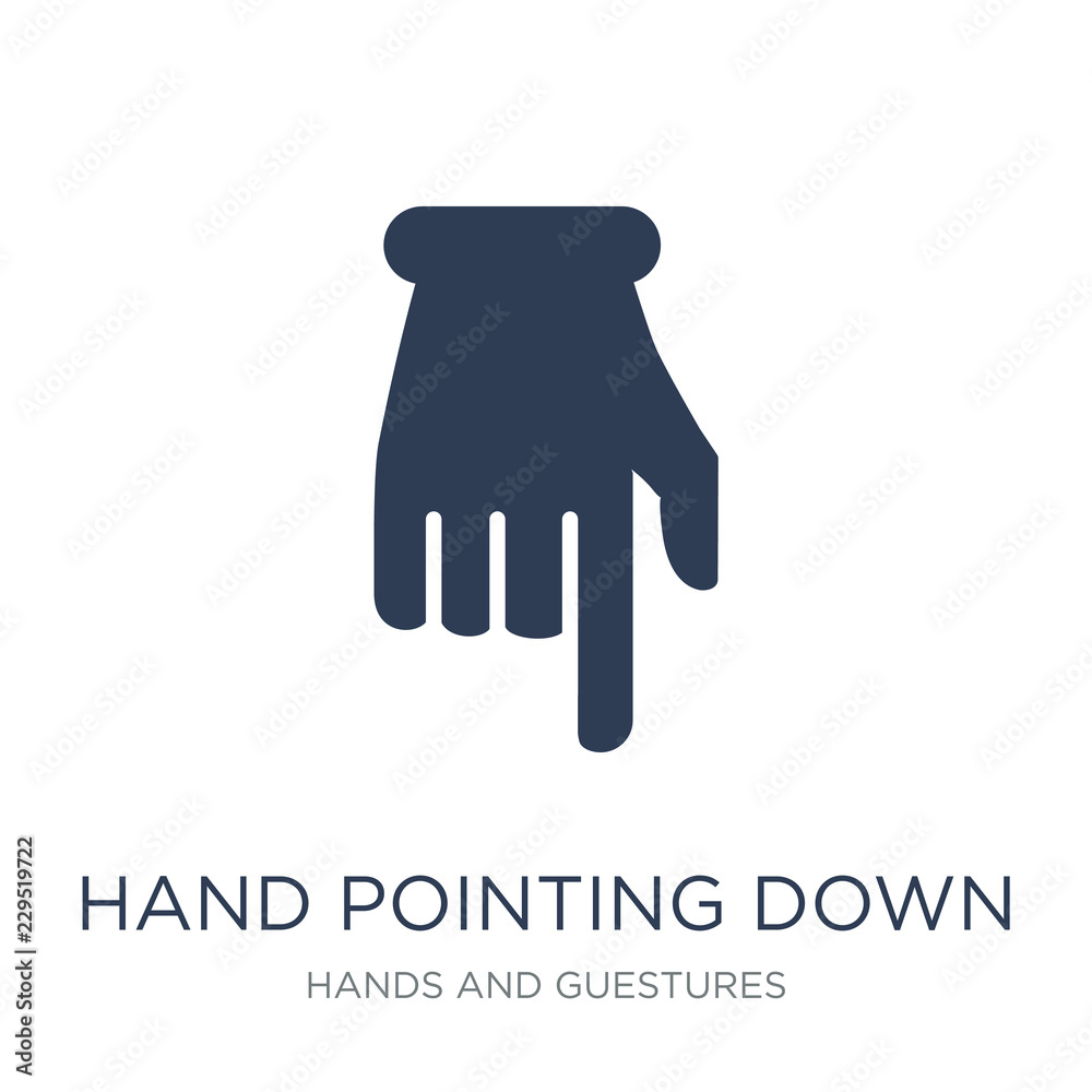 hand Pointing down icon. Trendy flat vector hand Pointing down icon on
