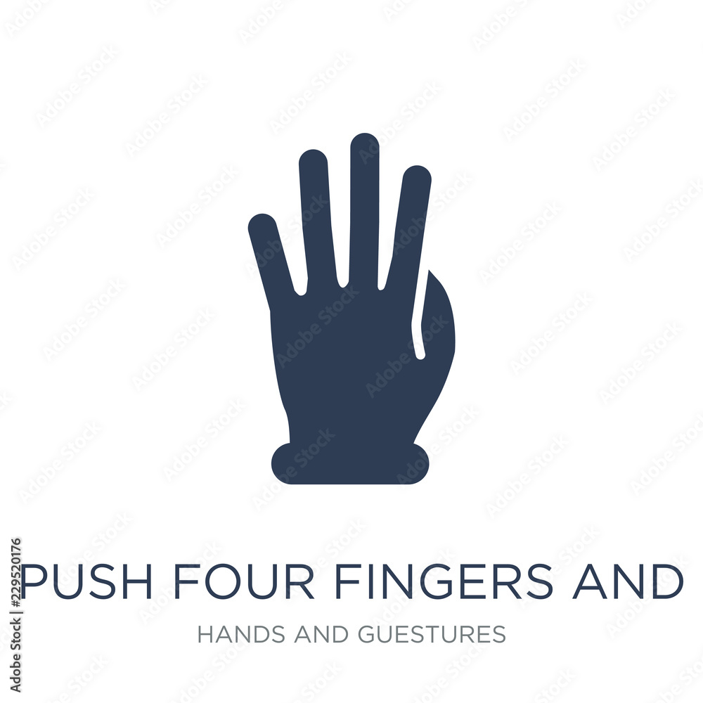 Fototapeta premium Push four fingers and move gesture icon. Trendy flat vector Push four fingers and move gesture icon on white background from Hands and guestures collection