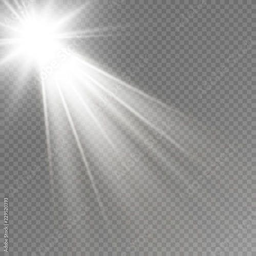 Light sources, concert lighting, spotlights. Concert spotlight with beam, illuminated spotlights for web design illustration.