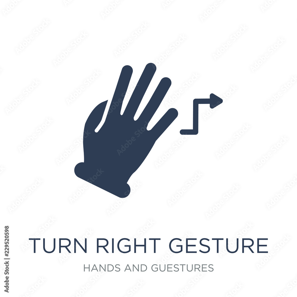 Turn Right gesture icon. Trendy flat vector Turn Right gesture icon on white background from Hands and guestures collection Turn Right gesture icon. Trendy flat vector Turn Right gesture icon on white background from Hands and guestures collection