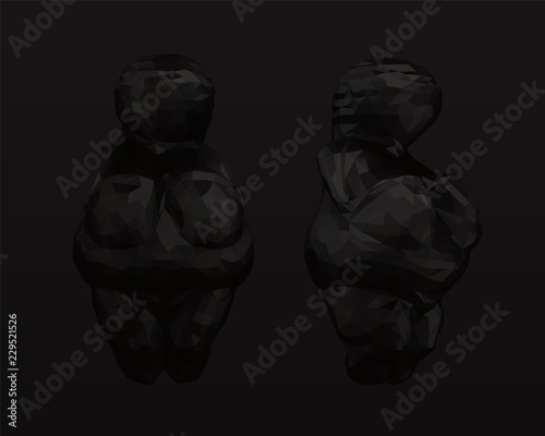 Dark Stone Age Venus of Willendorf. Isolated Illustration, Vector 3D Rendering photo