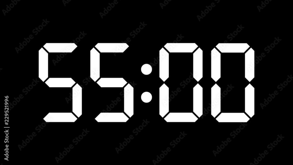 Digital countdown of 60 seconds with regular hundredths, 4K UHD, optimized for 60 fps to avoid frame rate distortions and interpolation artifacts - Black background - arzawen.com/timer
