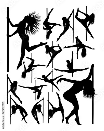 Silhouette of beautiful pole dancer. Good use for symbol, logo, web icon, mascot, sign, or any design you want. photo