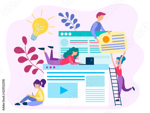 oung marketers and programmers are working on the construction site