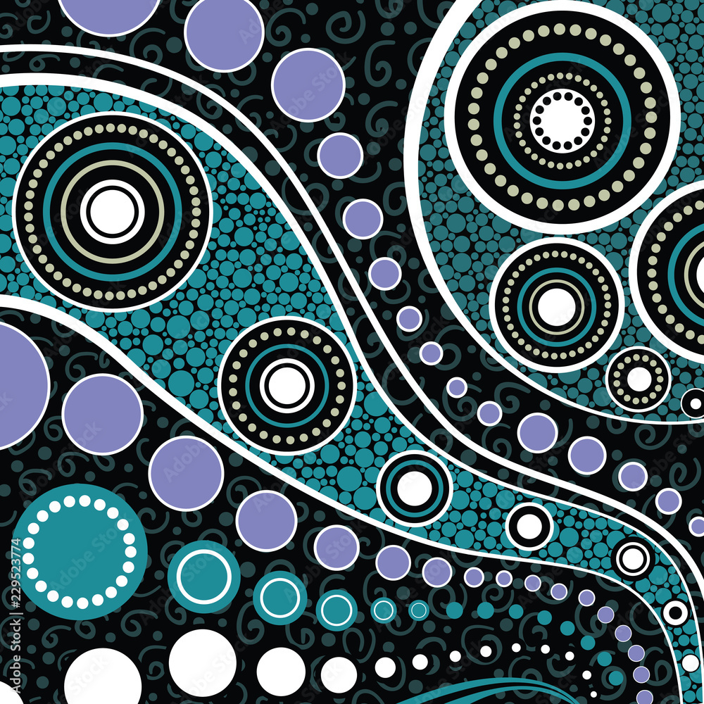 Fototapeta premium Aboriginal dot art vector background.