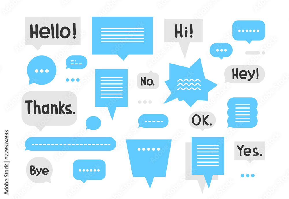 Speech bubble icons in blue gray white Speech bubble icons in blue gray white