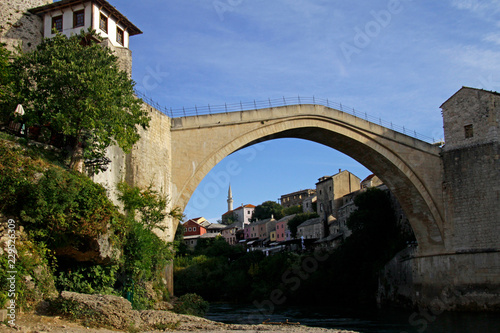 The rebuilt bridge over the river Neretva - Stari Most - in Mostar, Bosnia and Herzegovina