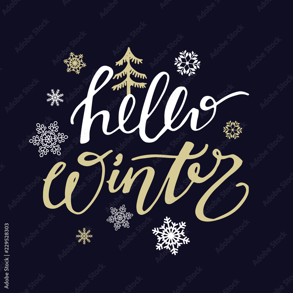 Winter holidays - lettering hand drawn banner
