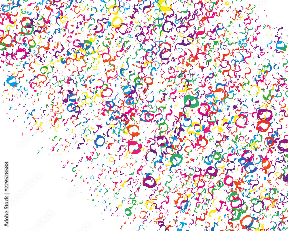 Festival pattern with color round glitter, confetti, serpentine. Bright background  for party invites, wedding, cards