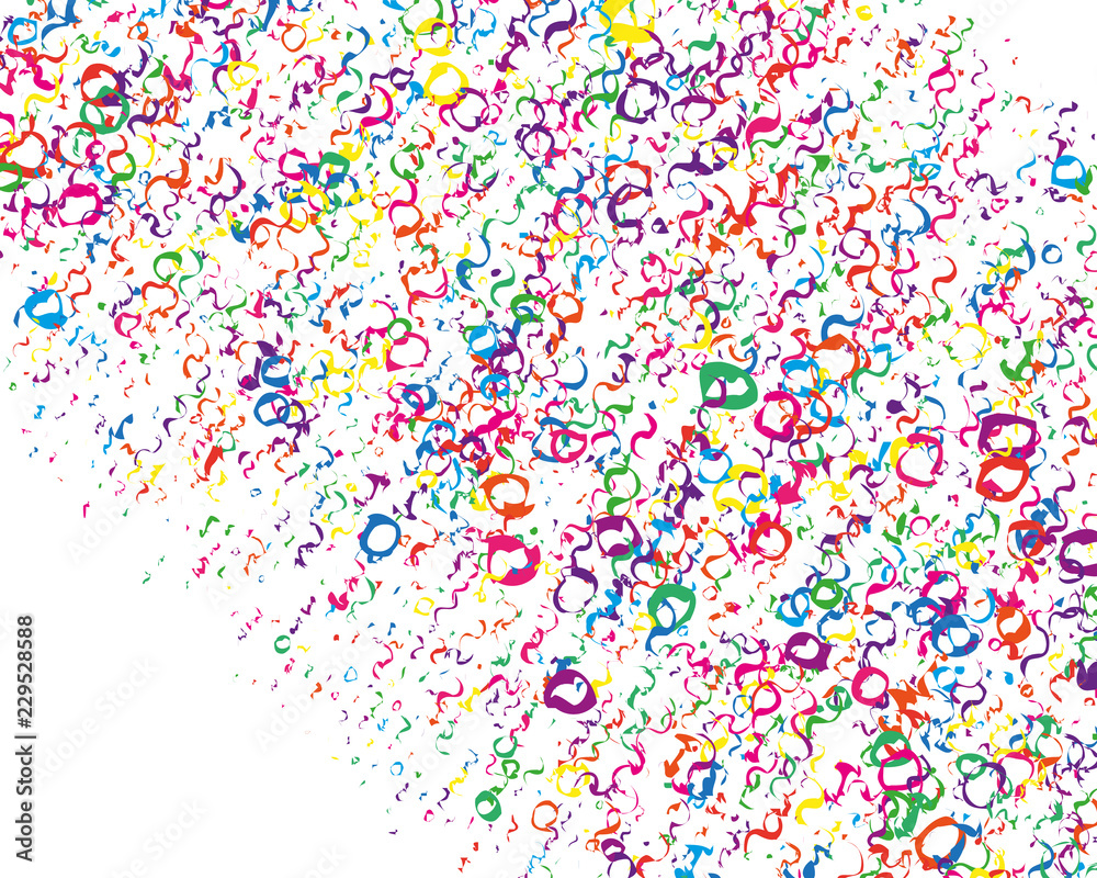 Obraz premium Festival pattern with color round glitter, confetti, serpentine. Bright background for party invites, wedding, cards