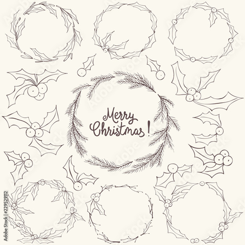 Winter Christmas and New Year vector doodle