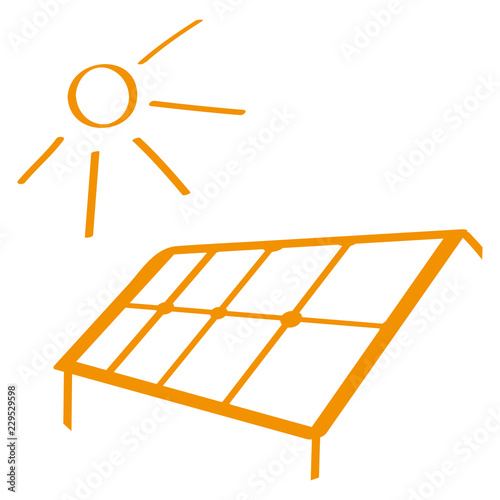 Handgezeichnete Solaranlage in orange