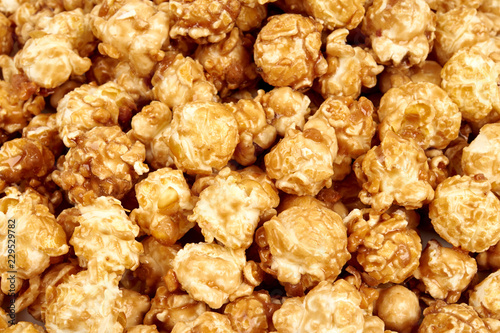 caramel popcorn texture, photo in the studio.