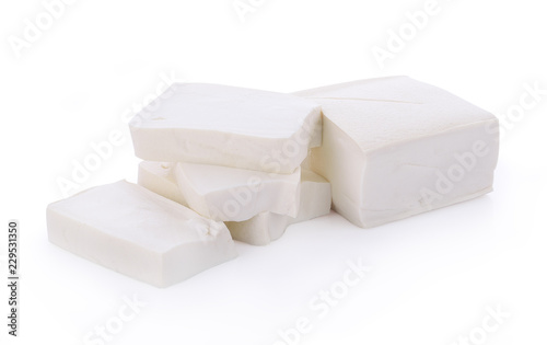 cube tofu isolated on white
