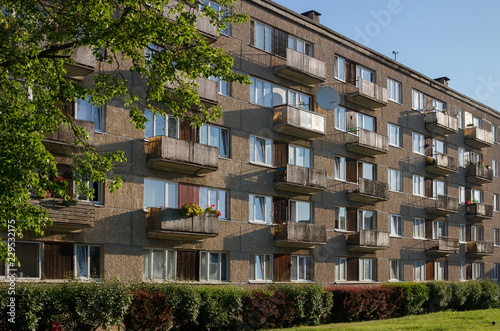 Konstfotografi Old multistory apartment house.