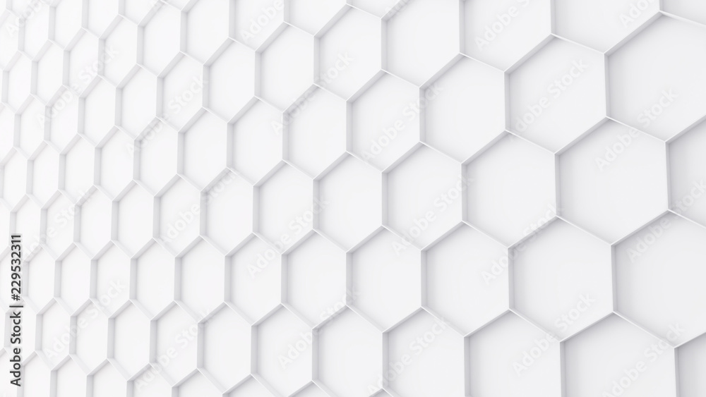 3d Render - white Hexagon Background 3d Render - white Hexagon Background