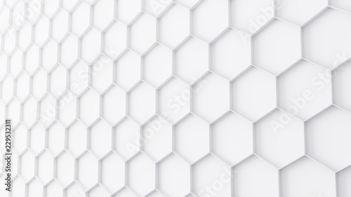 Fototapeta Naklejka Na Ścianę i Meble -  3d Render - white Hexagon Background