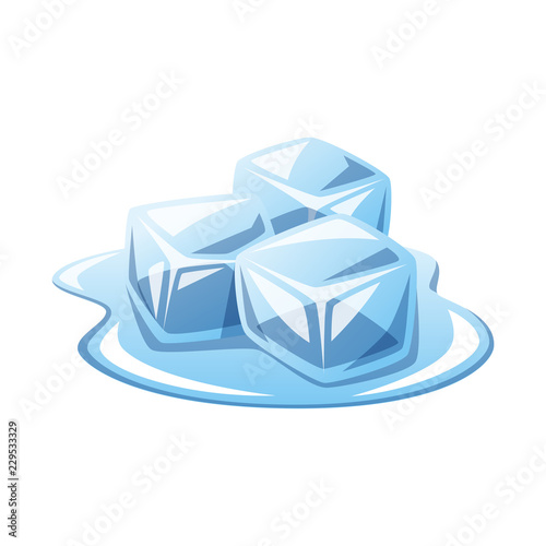 Ice cubes melting vector isolated illustration