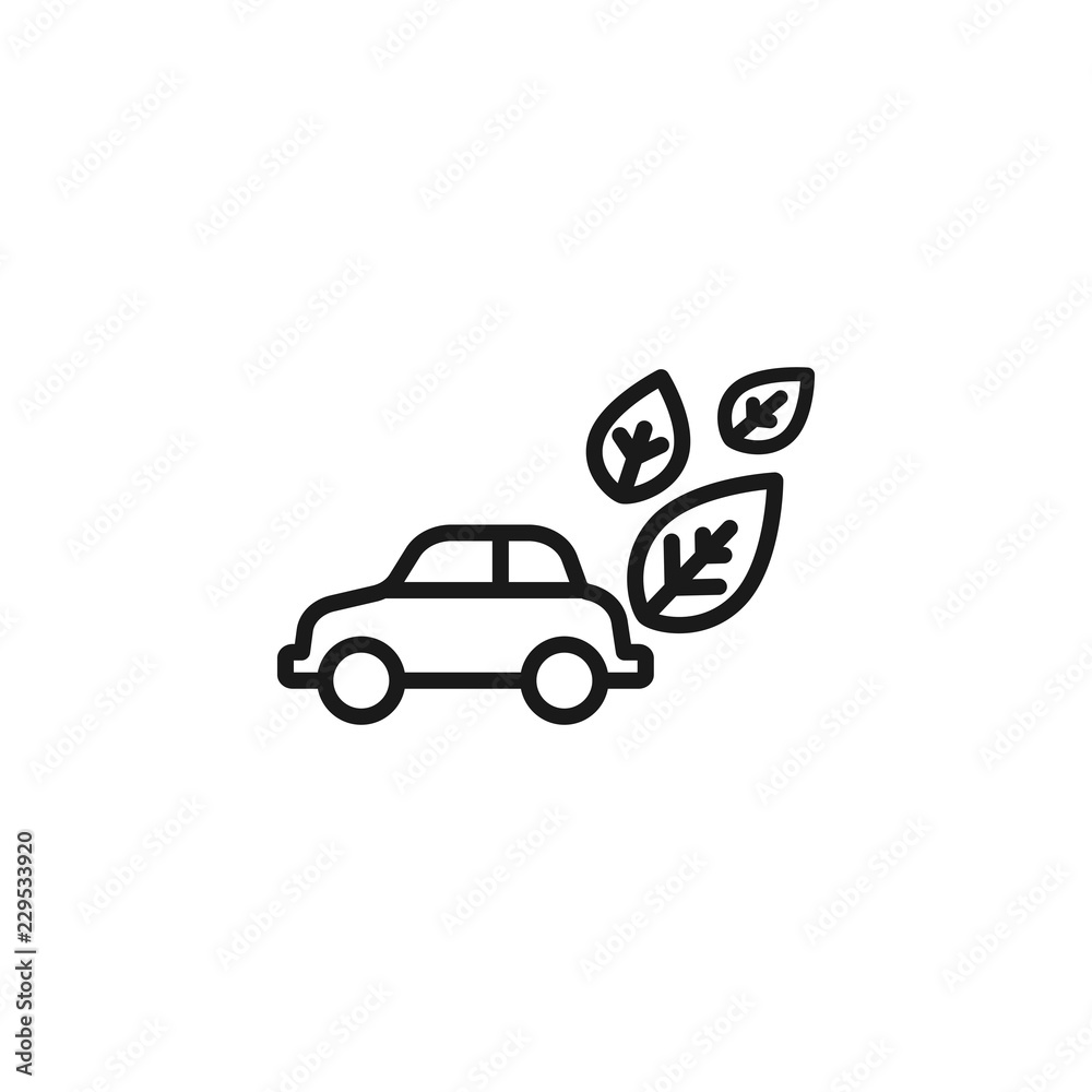 line leaf and car icon. symbol of ecology