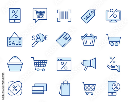 Shopping, Einkaufen Vector Icon Illustration Set