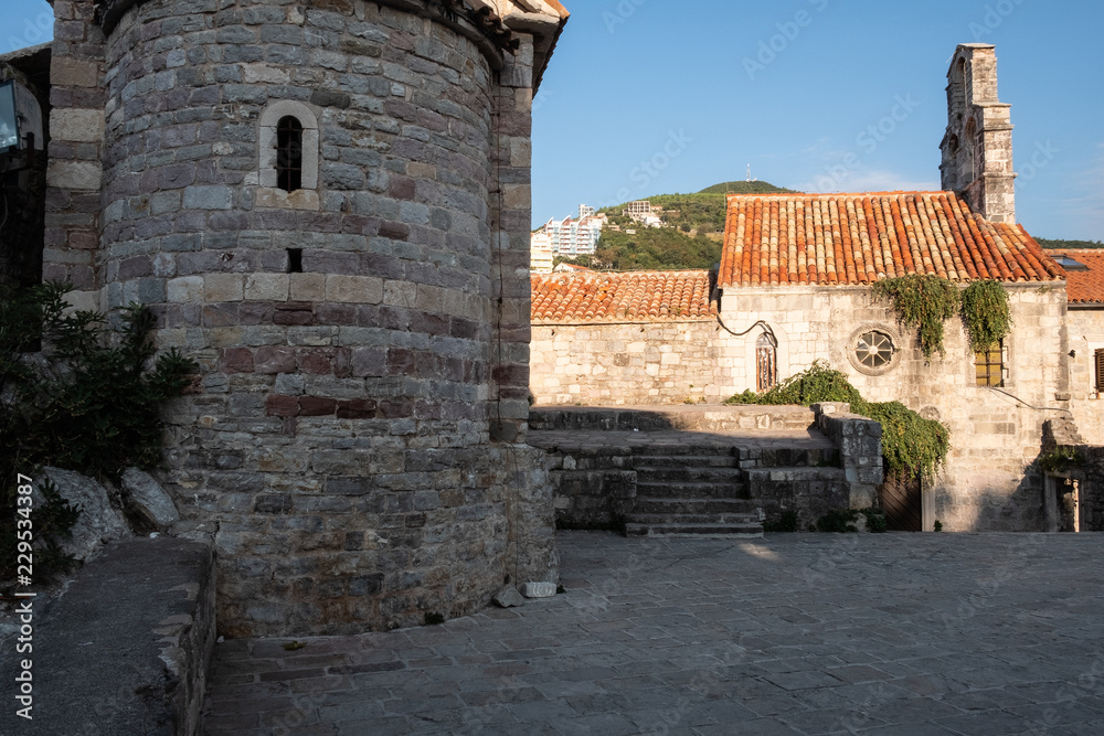 Obraz premium Stunning view of the street in old Budva town. Montenegro, Europe