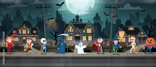 Children in Halloween costumes