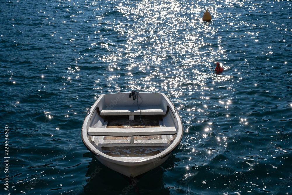 Traditional wooden boats in the harbor at Marina Grande.